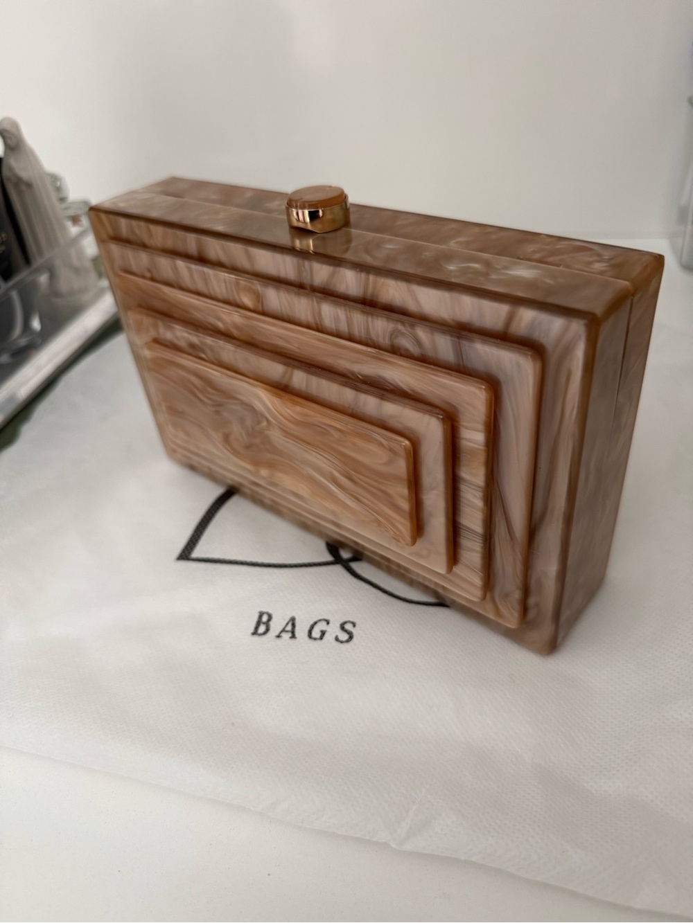 Swirled Tan & Cream Resin Clutch